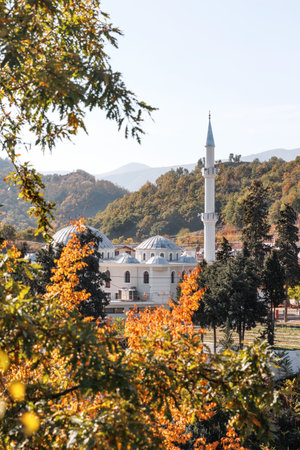 Sminthi Greek pomak villages near Xanthi, beautiful scenery and minaret architecture, muslim culture and religion.の写真素材