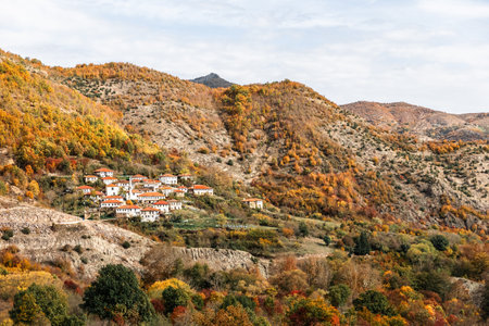 Kottani Greek pomak villages near Xanthi, beautiful scenery and minaret architecture, muslim culture and religion.の写真素材