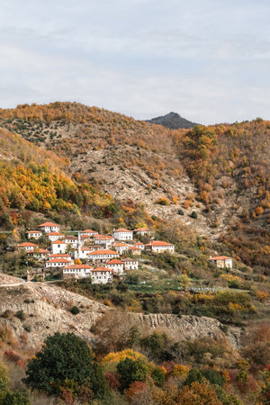 Kottani Greek pomak villages near Xanthi, beautiful scenery and minaret architecture, muslim culture and religion.の写真素材