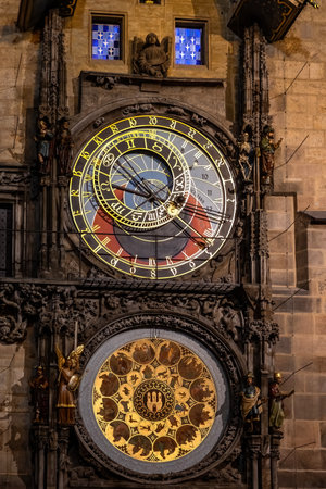 Prague czech republic-1.1.2025 Historical Gothic Medieval castle and church complex, St. Vitus Cathedral, Charles Bridge, astronomical clock, Basilica of St. George, Unesco city tourism, night view.の写真素材