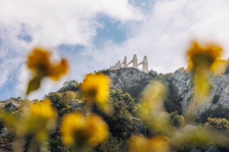 Mount Zalongo, Preveza Epirus, Greece, 6-5-2024, monument Dance of Zalongo, mass of Souliote women and their children occurred in the aftermath of the invasion of Ottoman troops on Souli.の写真素材