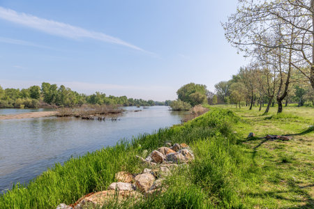 The village of Kastanies in Evros Greece Ardas River, near Greek Turkish border, landscape of...
