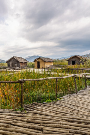 Prehistoric Settlement of Dispilio, historical place near Kastoria city on Orestiada Lake in regional unit of Macedonia, Greece.の写真素材