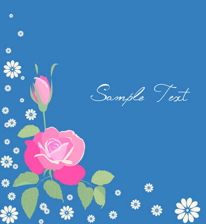 Greeting card with pink rose vector illustration.のイラスト素材