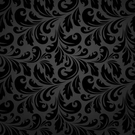 Floral pattern. Wallpaper baroque, damask. Seamless vector background. Black ornament.のイラスト素材