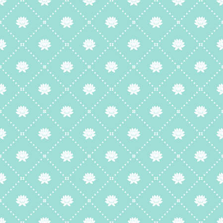 Geometric floral blue pattern seamless vector background.のイラスト素材