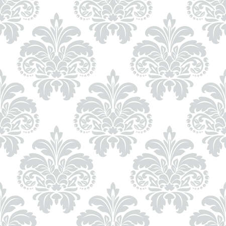 Wallpaper in the style of Baroque. A seamless vector background. Gray and white texture. Floral ornament. Graphic vector pattern.のイラスト素材