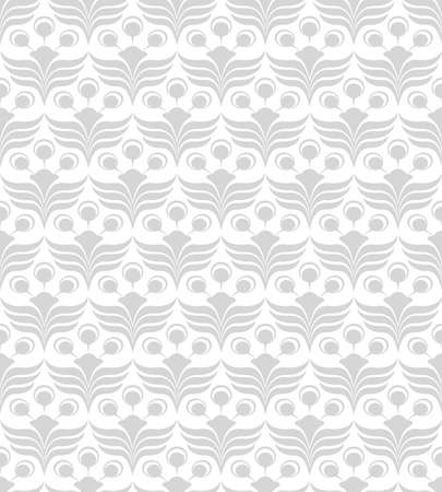 Floral pattern. Wallpaper seamless vector background. Grey and white ornament. Graphic modern patternのイラスト素材