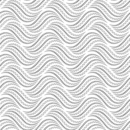 The geometric pattern with waves, stripes. Seamless vector background. Grey and white ornamentのイラスト素材