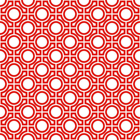 Vector pattern with circles.  Geometric seamless simple red and white modern texture meshのイラスト素材