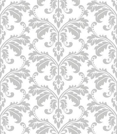 Wallpaper in the style of Baroque. A seamless vector background. Gray and white texture. Floral ornament. Graphic vector pattern.のイラスト素材