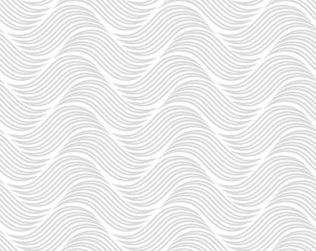 The geometric pattern with wavy lines. Seamless vector background. Gray and white texture.	のイラスト素材