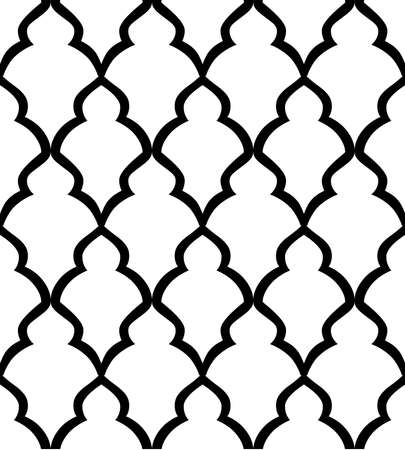 Abstract pattern in Arabian style. Seamless vector background. Black and white pattern. Graphic modern pattern.のイラスト素材
