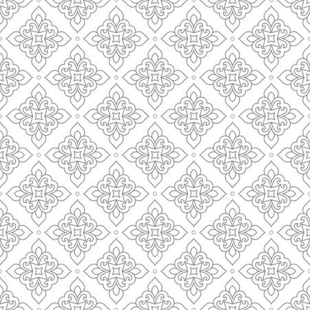 Wallpaper in the style of Baroque. A seamless vector background. Gray and white texture. Floral ornament. Graphic vector patternのイラスト素材
