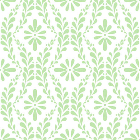 Floral pattern. Wallpaper seamless vector background. Green and white ornament. Graphic modern patternのイラスト素材