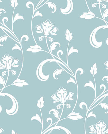 Floral pattern. Seamless vector background. Blue and white ornamentのイラスト素材