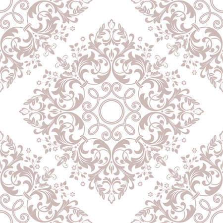 Floral pattern. Wallpaper baroque, damask. Seamless vector background. Pink and white ornamentのイラスト素材