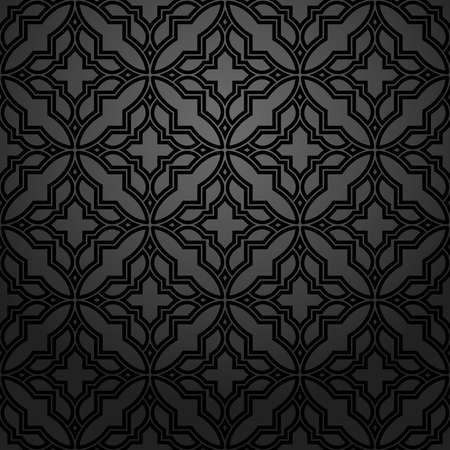 Abstract geometry pattern in Arabian style seamless vector background black graphic ornament.のイラスト素材