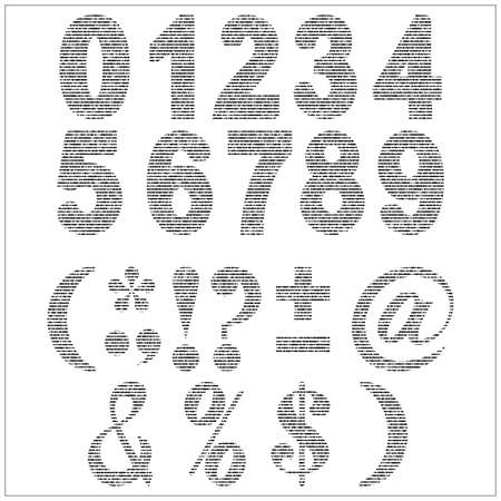 Gray numbers and punctuation marks on white background.のイラスト素材