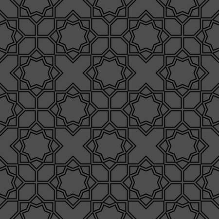 Abstract geometry pattern in Arabian style. Seamless vector background. Black graphic ornamentのイラスト素材