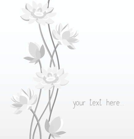 Floral ornament lotus in gray and white . Vector illustration. Pattern in retro style.のイラスト素材