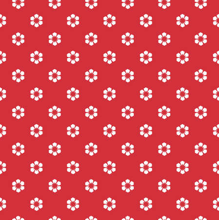 Flower geometric pattern seamless vector background. White and red ornament.のイラスト素材