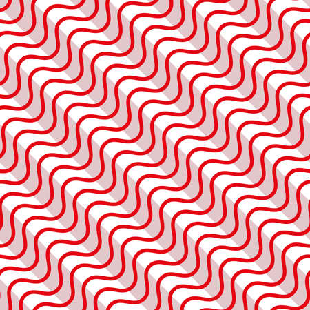 The geometric pattern with wavy lines. Seamless vector background. White and red texture.