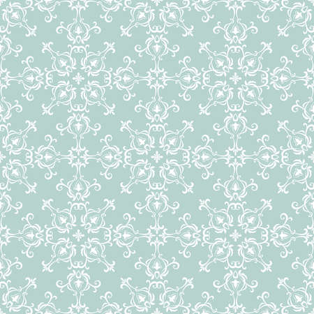 Wallpaper in the style of Baroque. A seamless vector background. White and blue floral ornament. Graphic vector patternのイラスト素材