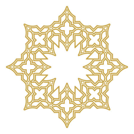 Decorative frame. Elegant vector element for design in Eastern style, place for text. Golden outline border. Lace illustration for invitations and greeting cardsのイラスト素材