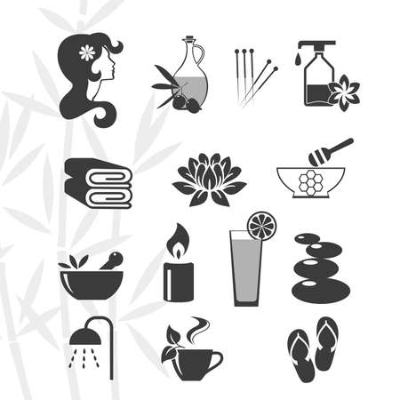 Black vector spa icons set on a white background.のイラスト素材
