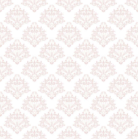 Wallpaper in the style of Baroque. A seamless vector background. White and pink floral ornament.のイラスト素材