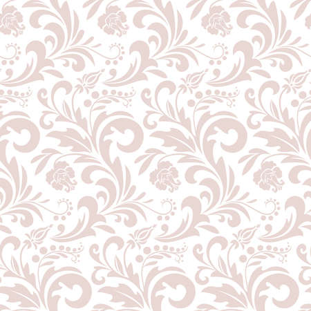 Floral pattern. Wallpaper baroque, damask. Seamless vector background. White and pink ornamentのイラスト素材
