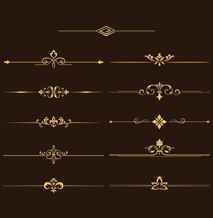 Vintage set. Floral elements for design monograms, invitations, frames, menus and labels.のイラスト素材