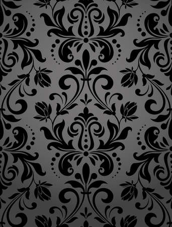Floral pattern. Wallpaper baroque, damask. Seamless vector background. Black ornamentのイラスト素材