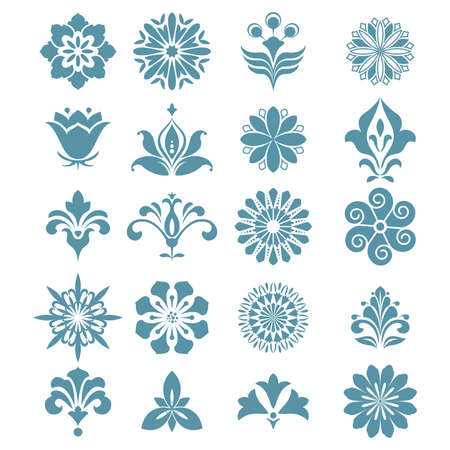 Flower geometric pattern. Seamless vector background. White and blue ornamentのイラスト素材