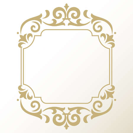 Vintage gold frame on the white background. Damascus antique vector ornament. Abstract floral pattern.のイラスト素材