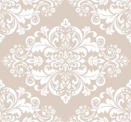 Wallpaper in the style of Baroque. A seamless vector background. White and pink floral ornament. Graphic vector patternのイラスト素材