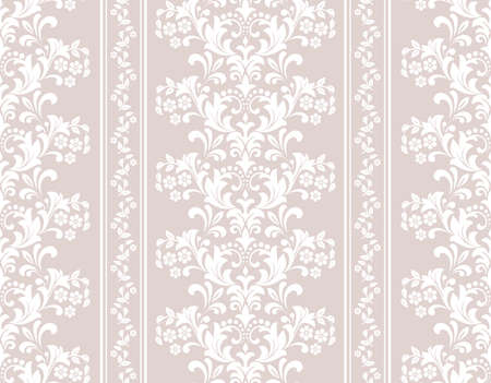 Wallpaper in the style of Baroque. A seamless vector background. White and pink floral ornament. Graphic vector patternのイラスト素材