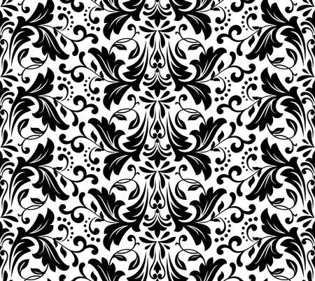 Illustration for Floral pattern. Wallpaper baroque, damask. Seamless vector background. White and black ornament - Royalty Free Image