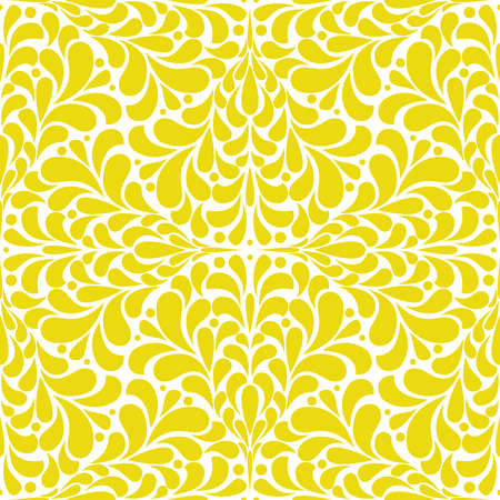 Floral pattern. Wallpaper baroque, damask. Seamless vector background. White and yellow ornamentのイラスト素材