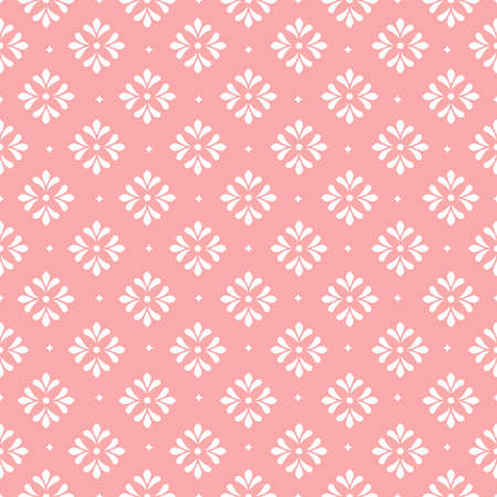 Flower geometric pattern. Seamless vector background. White and pink ornamentのイラスト素材