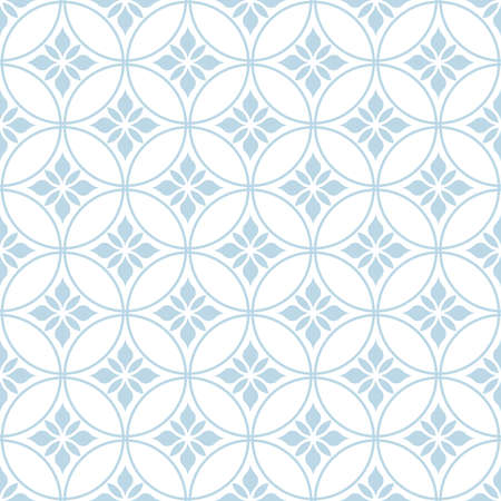 Flower geometric pattern. Seamless vector background. White and blue ornamentのイラスト素材
