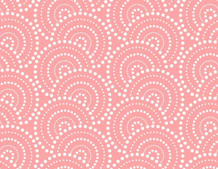 The geometric pattern with circles, points. Seamless vector background. White and pink textureのイラスト素材