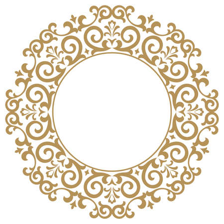 Decorative frame. Elegant vector element for design in Eastern style, place for text. Golden outline floral border. Lace illustration for invitations and greeting cardsのイラスト素材