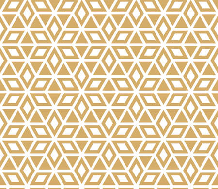 Abstract geometric pattern. A seamless vector background. White and gold ornament. Graphic modern patternのイラスト素材