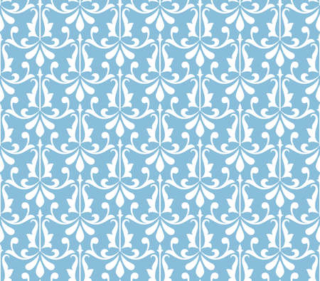 Floral pattern. Vintage wallpaper in the Baroque style. Seamless vector background. White and blue...