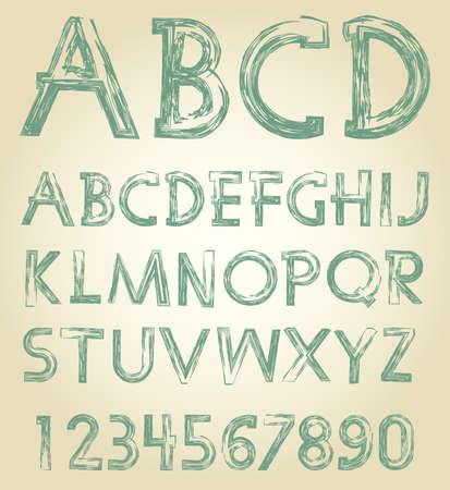 Handwritten calligraphic. Graphic vector alphabet. Graphic modern illustration.のイラスト素材