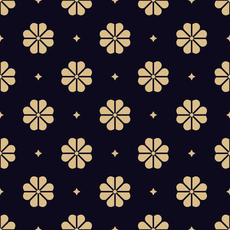 Flower geometric pattern. Seamless vector background. Blue and gold ornament. Ornament for fabric, wallpaper, packaging. Decorative print.のイラスト素材
