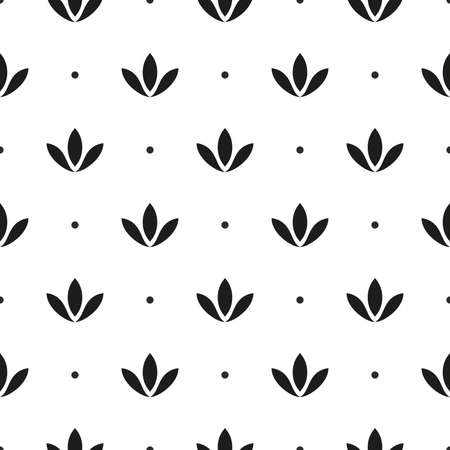 Flower geometric pattern. Seamless vector background. White and black ornament. Ornament for fabric, wallpaper, packaging, Decorative printのイラスト素材