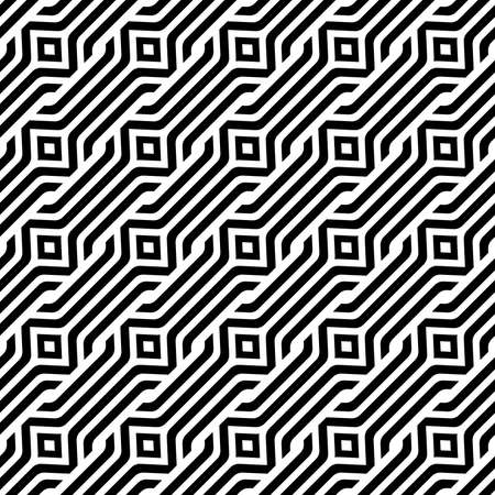Abstract geometric pattern with stripes, lines. A seamless vector background. White and black ornament. Simple lattice graphic designのイラスト素材